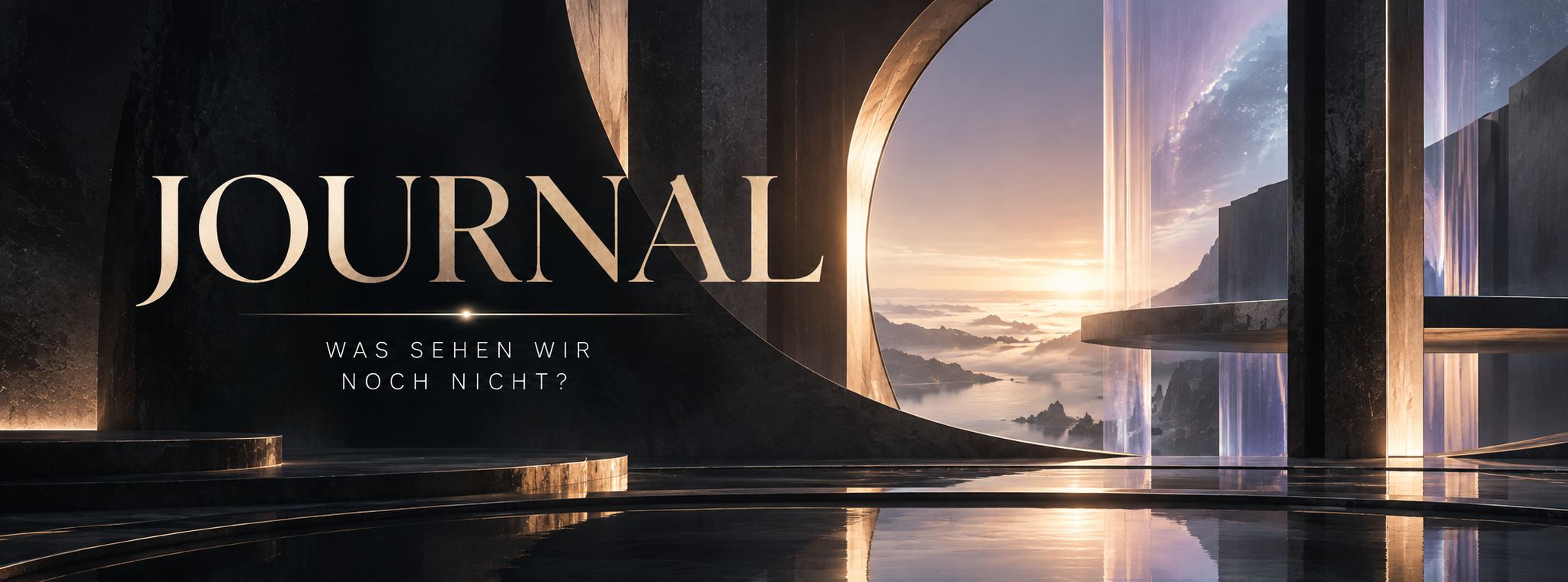 Futuristischer Tempel im Morgenlicht